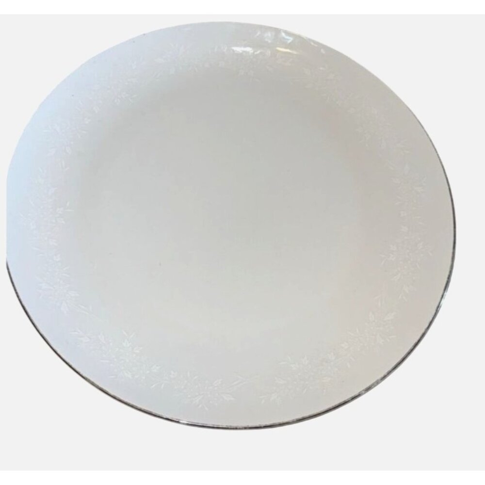 Enchantment Fine China Dinner Plate 10.5" Floral Pattern Silver Rim Modern China